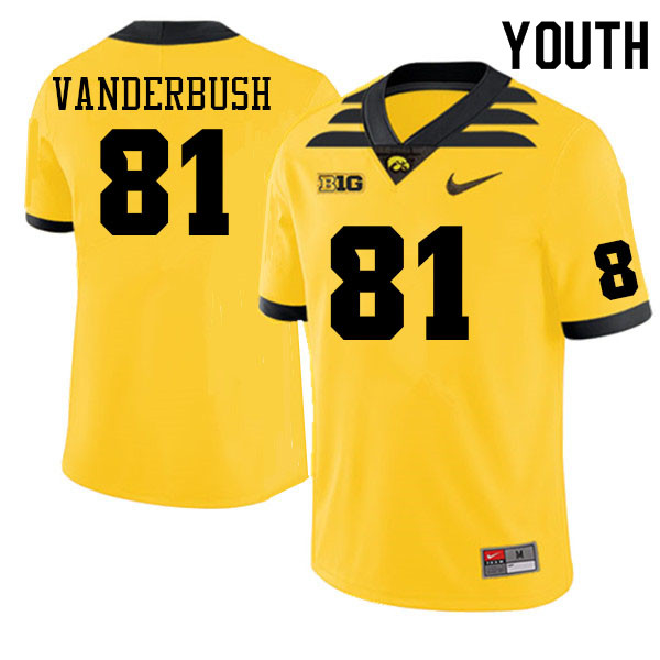 Youth #81 Cael Vanderbush Iowa Hawkeyes College Football Alternate Jerseys Sale-Gold - Click Image to Close